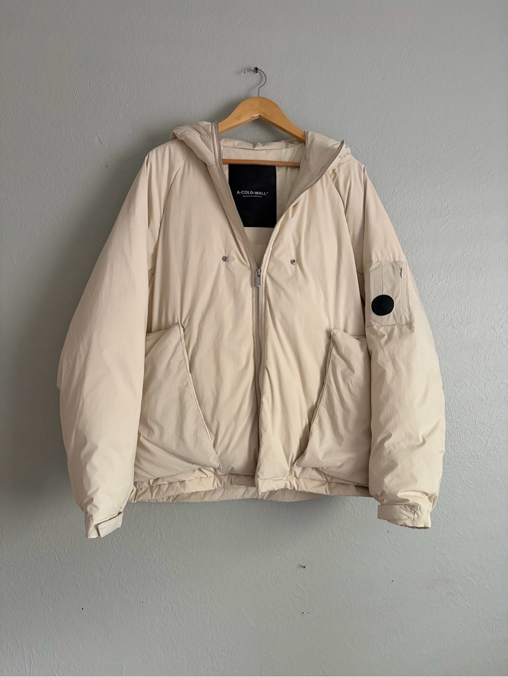 Cream Hooded Puffer with Face Mask
